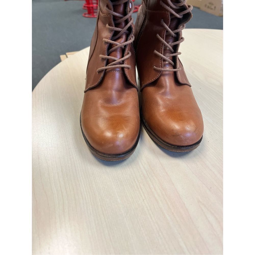J Shoes Dorset Brown Hand Crafted Leather Lace & Buckle Boots Anthropologie sz 7 - Picture 5 of 12